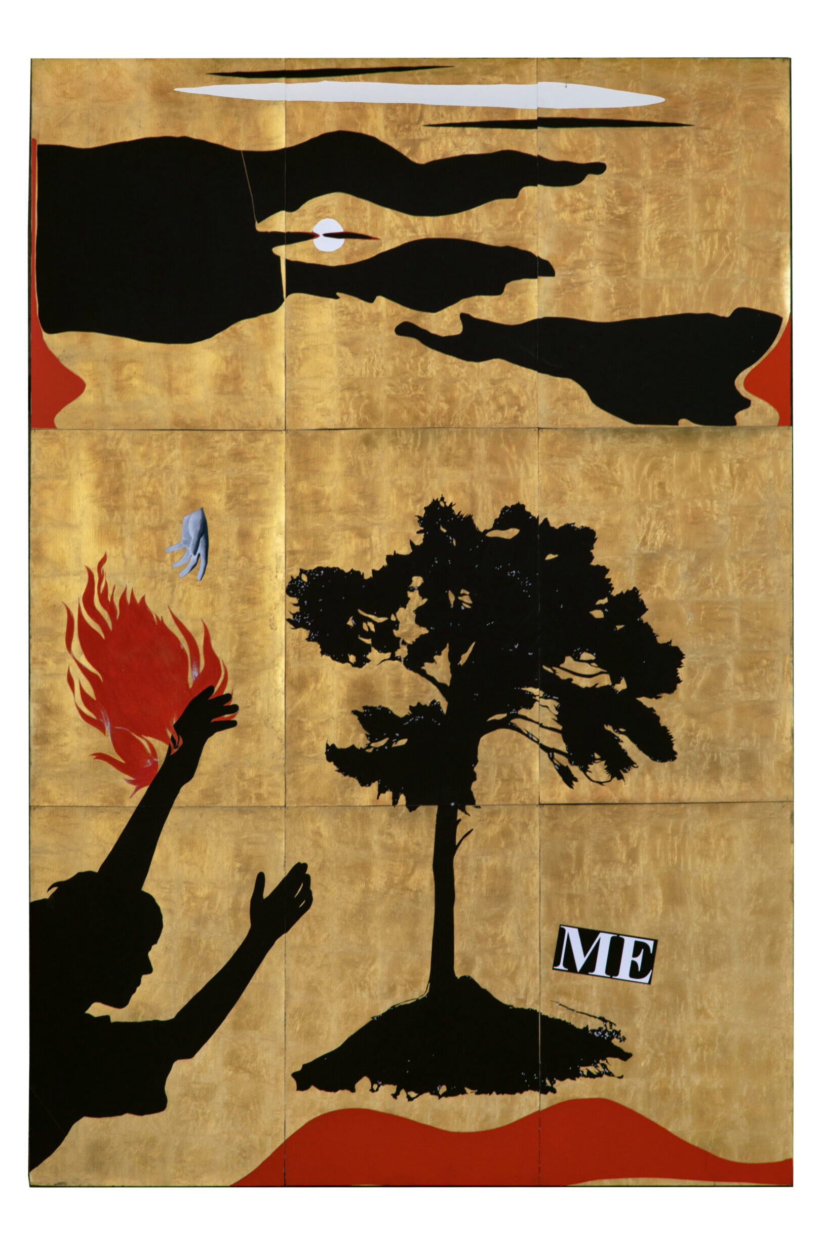 There is so much we can learn from the Sun
2023
Collage and mixed media on gold leaf
315 x 225 cm (each sheet: 105 x 75 cm)
Courtesy the artist and Mazzoleni, London - Torino - Milano