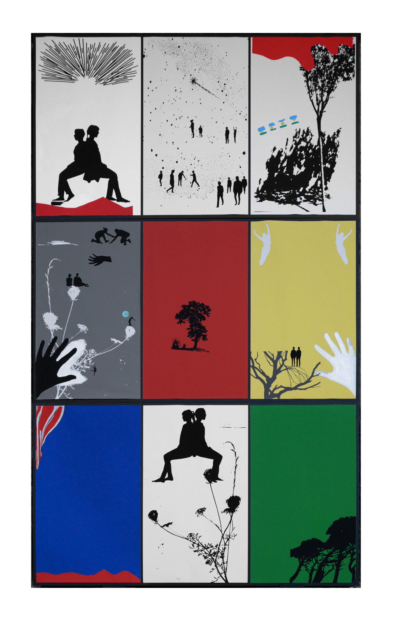 There is so much we can learn from the Sun
2024
Collage and mixed media on gold leaf
465 x 276 cm (each 150 x 89 cm)
Courtesy the artist and Mazzoleni, London - Torino - Milano